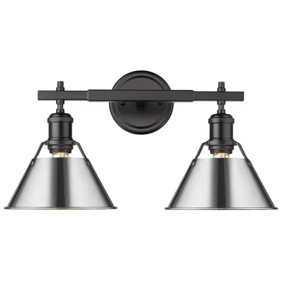 Golden Lighting Orwell 18 1/4" Wide Matte Black 2-light Bath Light With Chrome