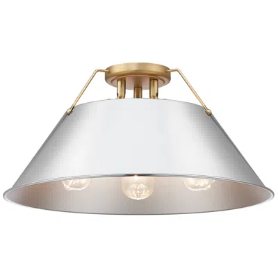 Golden Lighting Orwell 18 3/4" Wide 3-light Flush Mount In Champagne Bronze With Chrom