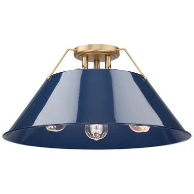 Golden Lighting Orwell 18 3/4" Wide 3-light Flush Mount In Champagne Bronze With Matte