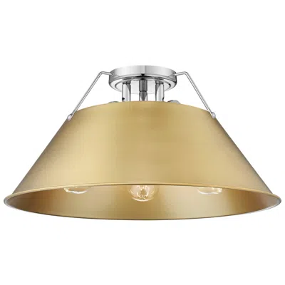 Golden Lighting Orwell 18 3/4" Wide 3-light Flush Mount In Chrome With Champagne Bronz