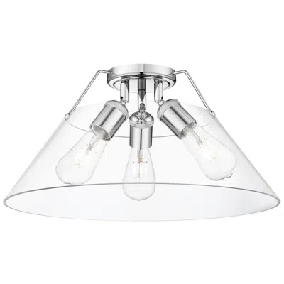 Golden Lighting Orwell 18 3/4" Wide 3-light Flush Mount In Chrome With Clear Glass