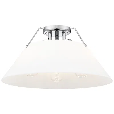 Golden Lighting Orwell 18 3/4" Wide 3-light Flush Mount In Chrome With Opal Glass