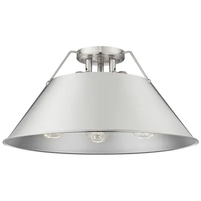 Golden Lighting Orwell 18 3/4" Wide 3-light Flush Mount In Pewter In Silver