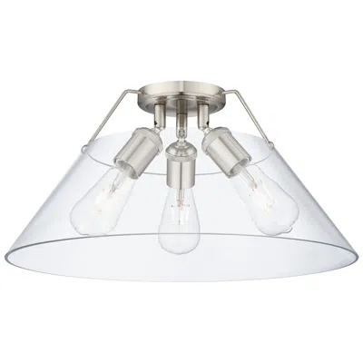 Golden Lighting Orwell 18 3/4" Wide 3-light Flush Mount In Pewter With Clear Glass In Silver