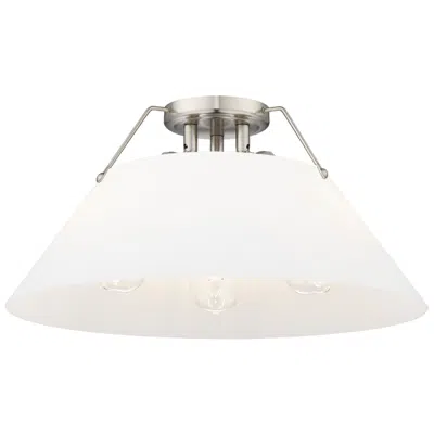 Golden Lighting Orwell 18 3/4" Wide 3-light Flush Mount In Pewter With Opal Glass In White