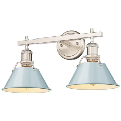 Golden Lighting Orwell 18.25" Wide 2-light Pewter Vanity Light With Seafoam Shade