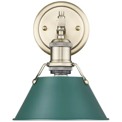 Golden Lighting Orwell 1-light Bath Vanity In Aged Brass With Pine Green