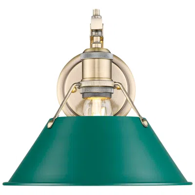 Golden Lighting Orwell 1-light Wall Sconce In Aged Brass With Pine Green