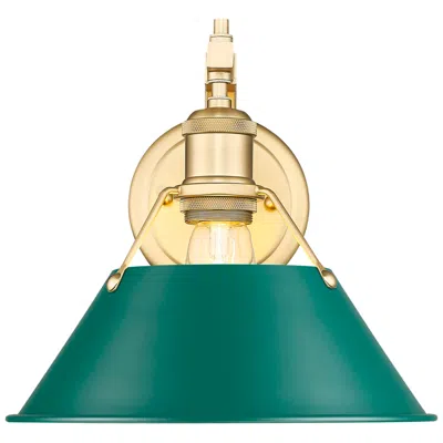 Golden Lighting Orwell 1-light Wall Sconce In Brushed Champagne Bronze With Pine Green