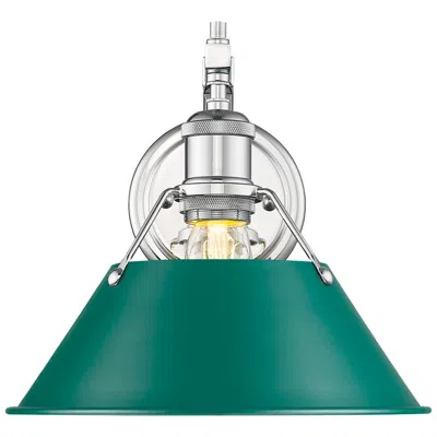 Golden Lighting Orwell 1-light Wall Sconce In Chrome With Pine Green