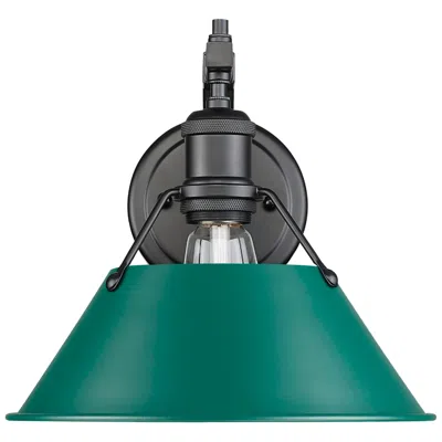 Golden Lighting Orwell 1-light Wall Sconce In Matte Black With Pine Green