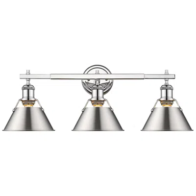 Golden Lighting Orwell 27 1/4" Wide 3-light Vanity Light In Chrome With Pewter