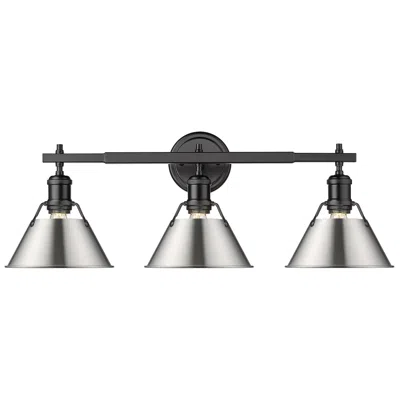 Golden Lighting Orwell 27 1/4" Wide Matte Black 3-light Bath Light