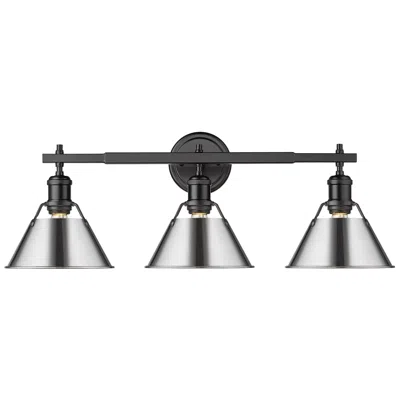 Golden Lighting Orwell 27 1/4" Wide Matte Black 3-light Bath Light With Chrome