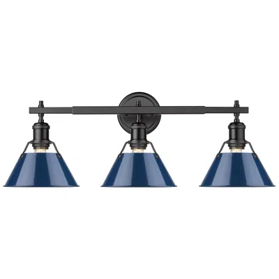 Golden Lighting Orwell 27 1/4" Wide Matte Black Blue 3-light Bath Light