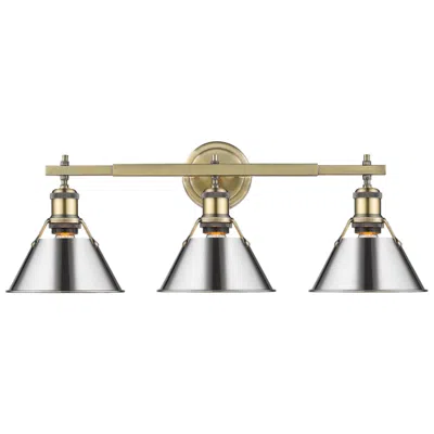 Golden Lighting Orwell 27 1/4"w Aged Brass With Chrome 3-light Bath Light
