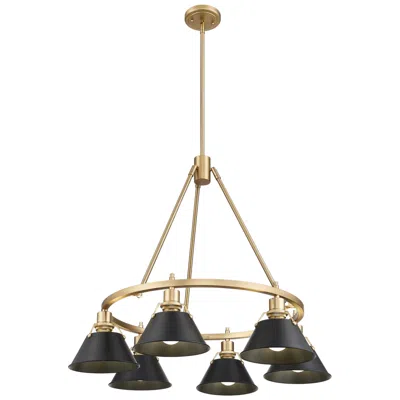 Golden Lighting Orwell 29" Wide 6-light Chandelier In Champagne Bronze With Matte Blac In Gold