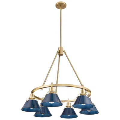 Golden Lighting Orwell 29" Wide 6-light Chandelier In Champagne Bronze With Matte Navy In Gold