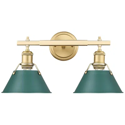 Golden Lighting Orwell 2-light Vanity Light In Brushed Champagne Bronze With Pine Green