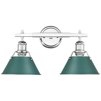 Golden Lighting Orwell 2-light Vanity Light In Chrome With Pine Green