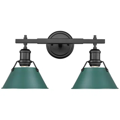 Golden Lighting Orwell 2-light Vanity Light In Matte Black With Pine Green