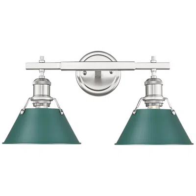 Golden Lighting Orwell 2-light Vanity Light In Pewter With Pine Green