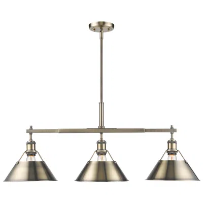 Golden Lighting Orwell 35 3/4" Wide 3-light Linear Pendant In Aged Brass