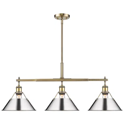 Golden Lighting Orwell 35 3/4" Wide 3-light Linear Pendant In Aged Brass With Chrome