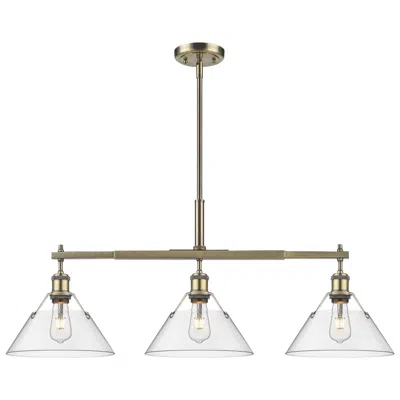 Golden Lighting Orwell 35 3/4" Wide 3-light Linear Pendant In Aged Brass With Clear Gl