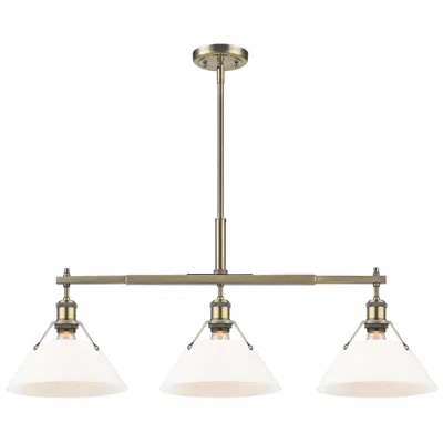Golden Lighting Orwell 35 3/4" Wide 3-light Linear Pendant In Aged Brass With Opal Gla