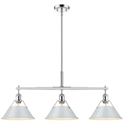 Golden Lighting Orwell 35 3/4" Wide 3-light Linear Pendant In Chrome With Dusky Blue