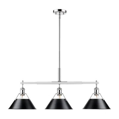 Golden Lighting Orwell 35 3/4" Wide 3-light Linear Pendant In Chrome With Matte Black