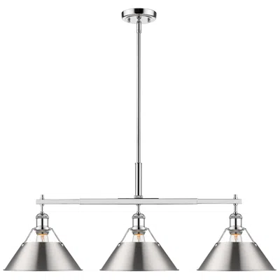 Golden Lighting Orwell 35 3/4" Wide 3-light Linear Pendant In Chrome With Pewter