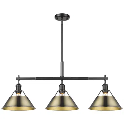 Golden Lighting Orwell 35 3/4" Wide 3-light Linear Pendant In Matte Black With Aged Br
