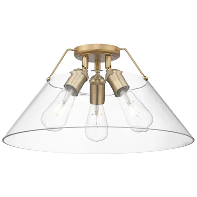 Golden Lighting Orwell 3-light Flush Mount In Champagne Bronze With Clear Glass