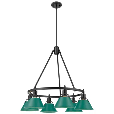 Golden Lighting Orwell 6-light Chandelier In Matte Black With Pine Green