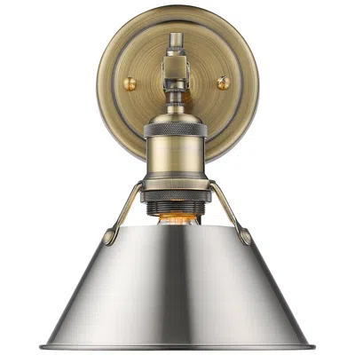 Golden Lighting Orwell 7 1/2" Wide Bath Fixture In Aged Brass With Pewter