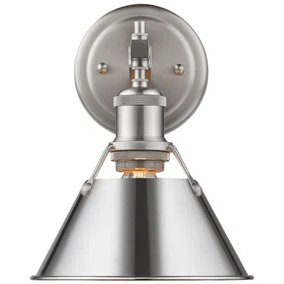 Golden Lighting Orwell 7 1/2" Wide Bath Fixture In Pewter With Chrome