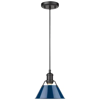 Golden Lighting Orwell 7 1/2" Wide Matte Black And Navy Mini Pendant