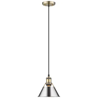 Golden Lighting Orwell 7 1/2" Wide Mini Pendant In Aged Brass With Chrome