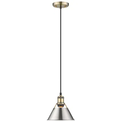 Golden Lighting Orwell 7 1/2" Wide Mini Pendant In Aged Brass With Pewter