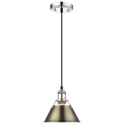 Golden Lighting Orwell 7 1/2" Wide Mini Pendant In Chrome With Aged Brass