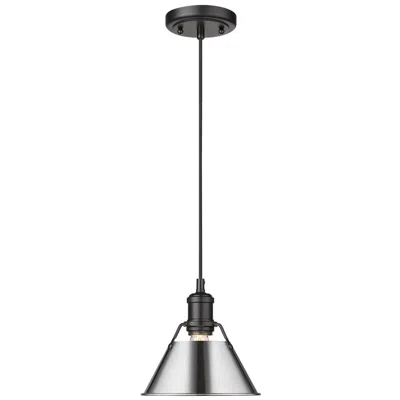 Golden Lighting Orwell 7 1/2" Wide Mini Pendant In Matte Black With Chrome