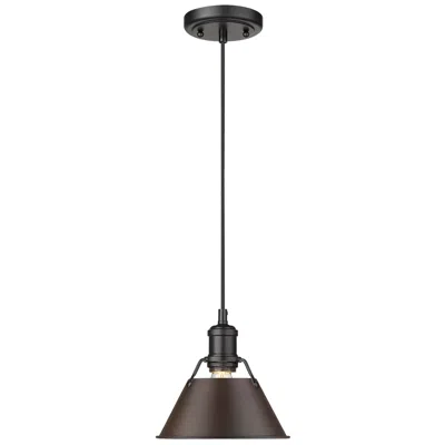 Golden Lighting Orwell 7 1/2" Wide Mini Pendant In Matte Black With Rubbed Bronze