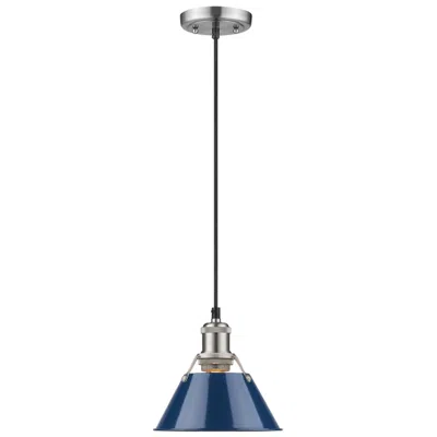 Golden Lighting Orwell 7 1/2" Wide Pewter And Matte Navy Mini Pendant