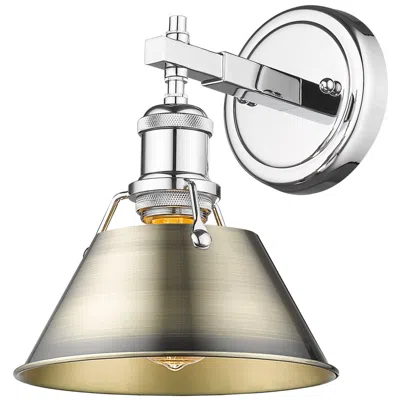 Golden Lighting Orwell 7 1/2" Wide Wall Sconce In Chrome With Aged Brass