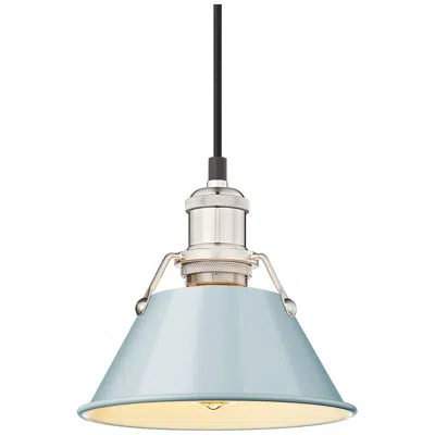 Golden Lighting Orwell 7.5" Wide 1-light Pewter Mini Pendant With Seafoam Shade