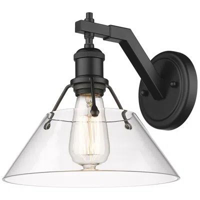 Golden Lighting Orwell 9 3/4" High Matte Black Clear Glass Wall Sconce