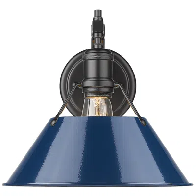 Golden Lighting Orwell 9 3/4"h Matte Black Wall Sconce W/ Matte Navy Shade
