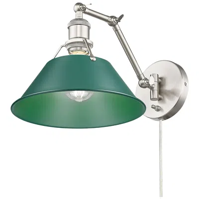 Golden Lighting Orwell Articulating Wall Sconce In Pewter With Pine Green